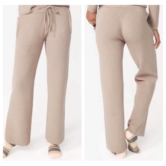 Figs Lounge Pants Womens XL Ribbed Knit Wide Leg Athleisure Drawstring Stretch - Picture 1 of 11